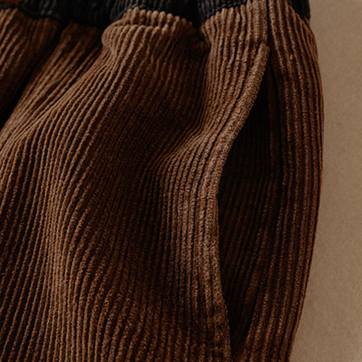 Buddha Stones Color Contrast Corduroy Cotton Women's Thermal Fleece-Lined Harem Pants With Pockets - image 26