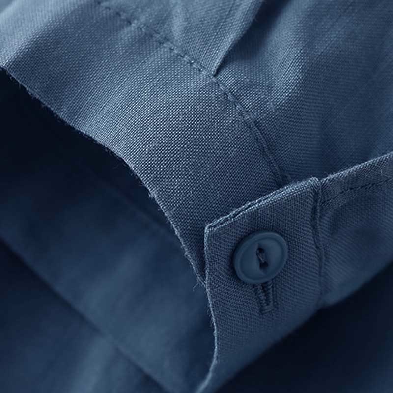 Buddha Stones Casual Women's V-neck Three Quarter Sleeve Design Plain Cotton Linen Shirt - image 4