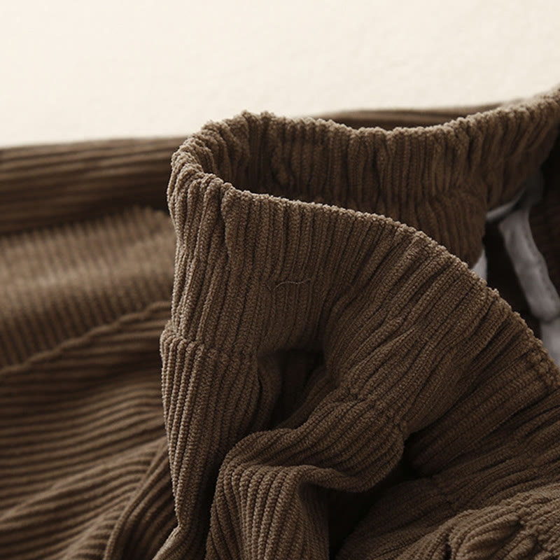 Buddha Stones Commute Vintage Plain Women's Corduroy Polyester Harem Pants With Pockets - image 1