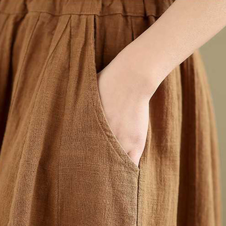 Buddha Stones Spring Casual Simple Design Women's Cotton Linen Harem Pants With Pockets - image 8
