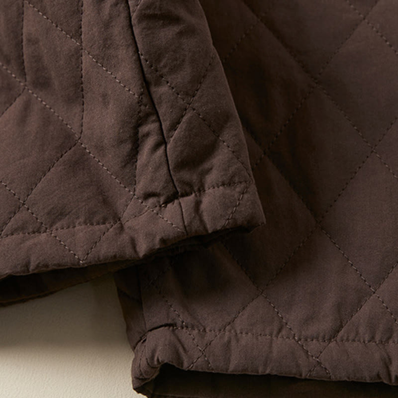 Buddha Stones Diamond Quilted Design Thermal Fleece-Lined Women's Harem Cotton Pants With Pockets - image 25