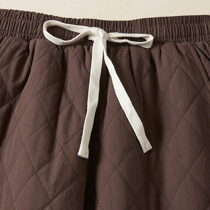 Buddha Stones Diamond Quilted Design Thermal Fleece-Lined Women's Harem Cotton Pants With Pockets - image 20