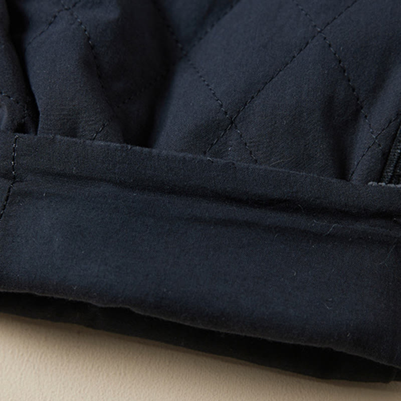 Buddha Stones Diamond Quilted Design Thermal Fleece-Lined Women's Harem Cotton Pants With Pockets - image 8