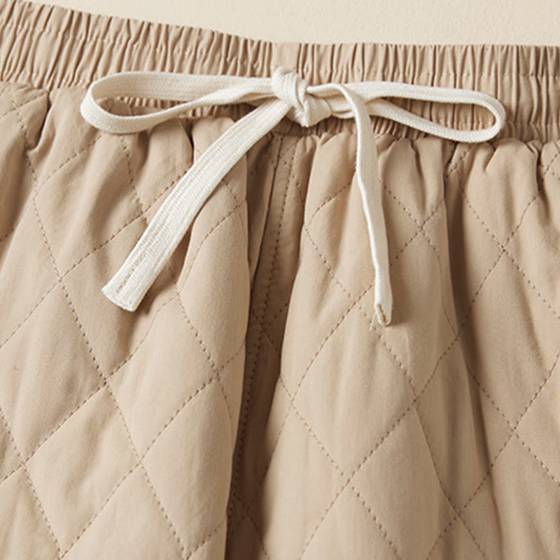 Buddha Stones Diamond Quilted Design Thermal Women's Harem Cotton Pants With Pockets - image 11