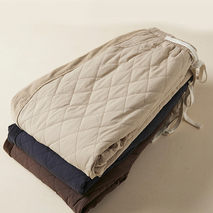 Buddha Stones Diamond Quilted Design Thermal Women's Harem Cotton Pants With Pockets - image 28