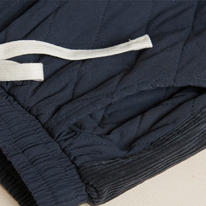 Buddha Stones Diamond Quilted Design Thermal Fleece-Lined Women's Harem Cotton Pants With Pockets - image 4