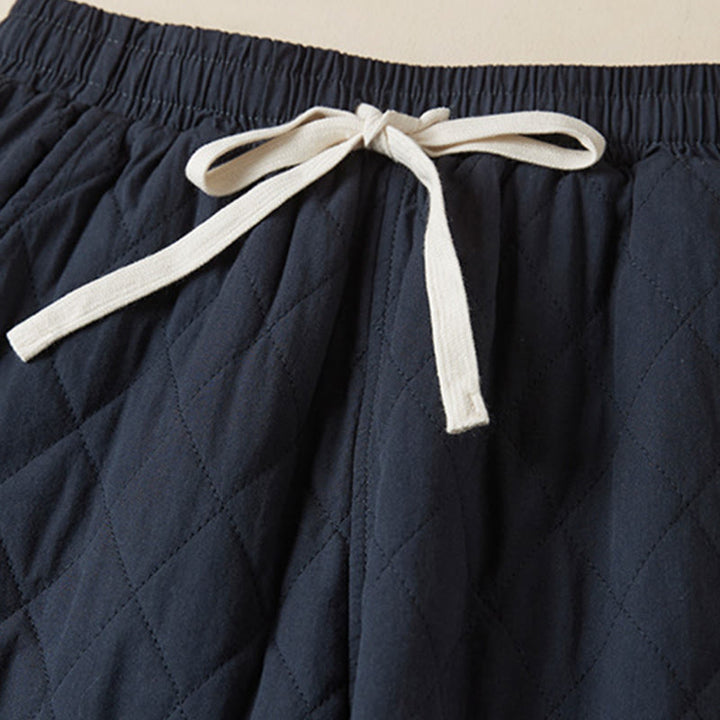 Buddha Stones Diamond Quilted Design Thermal Women's Harem Cotton Pants With Pockets - image 2