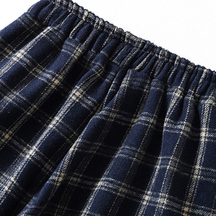 Buddha Stones Retro Plaid Pattern Women's Fleece-Lined Harem Cotton Pants With Pockets - image 5