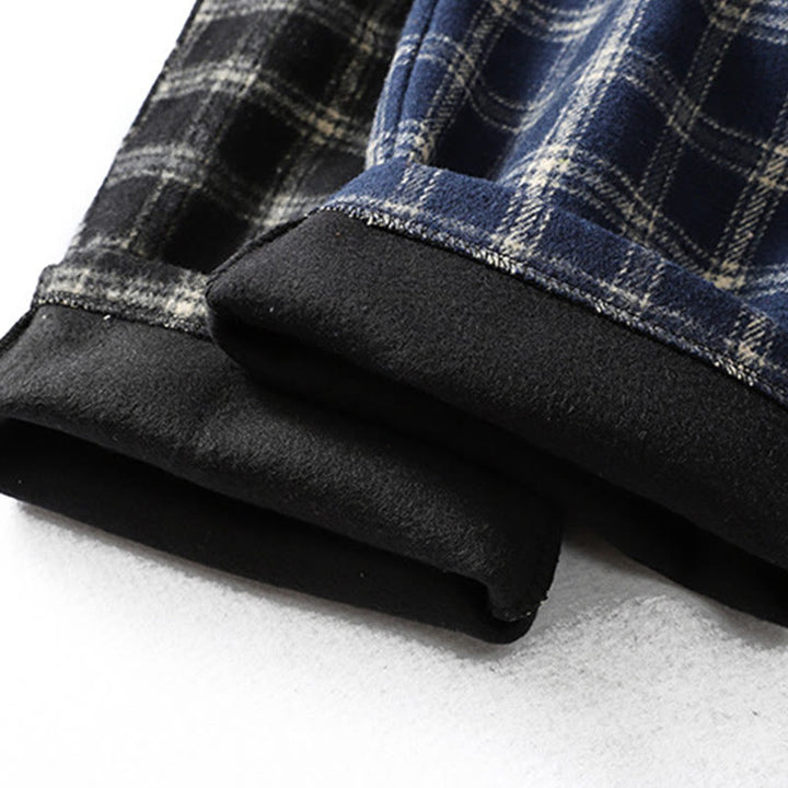 Buddha Stones Retro Plaid Pattern Women's Fleece-Lined Harem Cotton Pants With Pockets - image 19