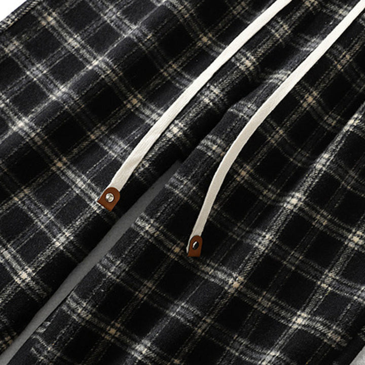 Buddha Stones Retro Plaid Pattern Women's Fleece-Lined Harem Cotton Pants With Pockets - image 12