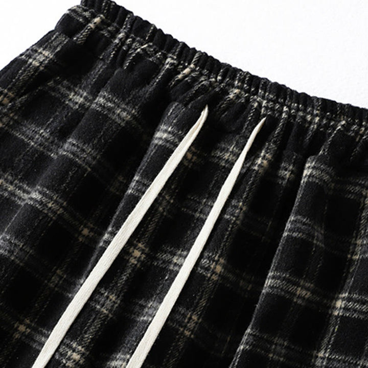 Buddha Stones Retro Plaid Pattern Women's Fleece-Lined Harem Cotton Pants With Pockets - image 11