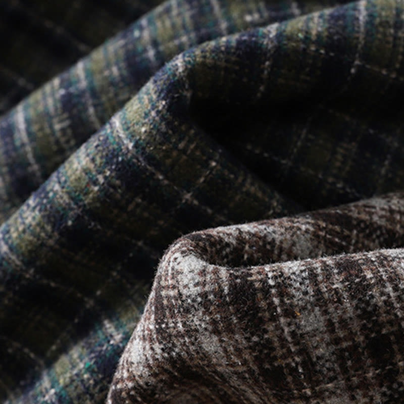 Buddha Stones Retro Plaid Pattern Women's Fleece-Lined Harem Cotton Pants With Pockets - image 17