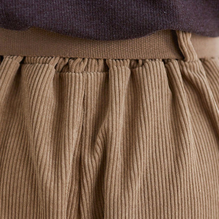 Buddha Stones Retro Women's Wide Leg 7-8 Length Corduroy Cotton Pants With Pockets Belt - image 9