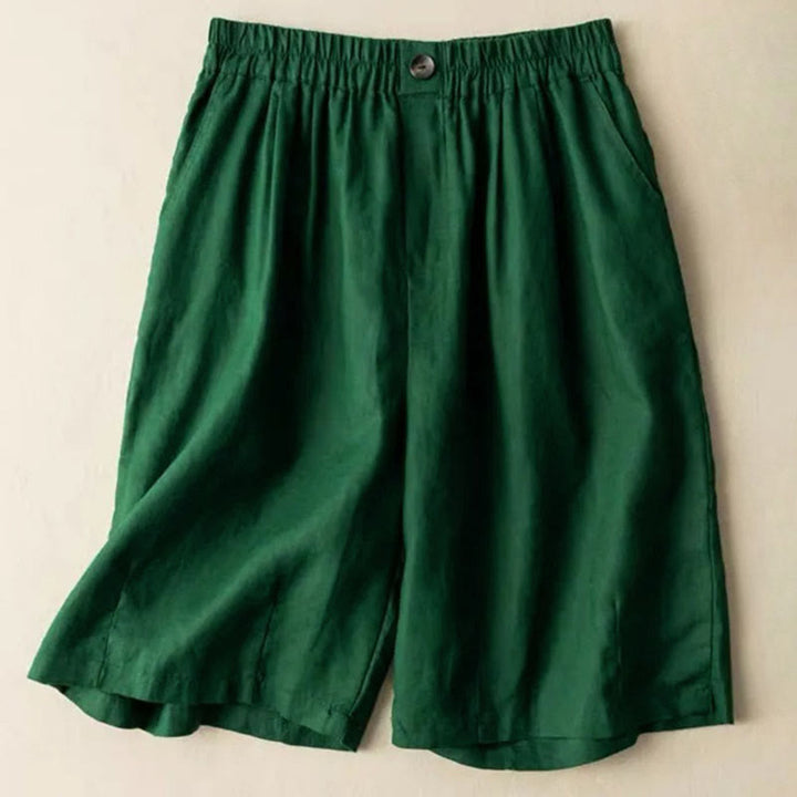 Buddha Stones Summer Casual Plain Button Cotton Linen Women's Shorts With Pockets - Green - US8-10，UK/AU12-14，EU40-42 (3XL) - image 4
