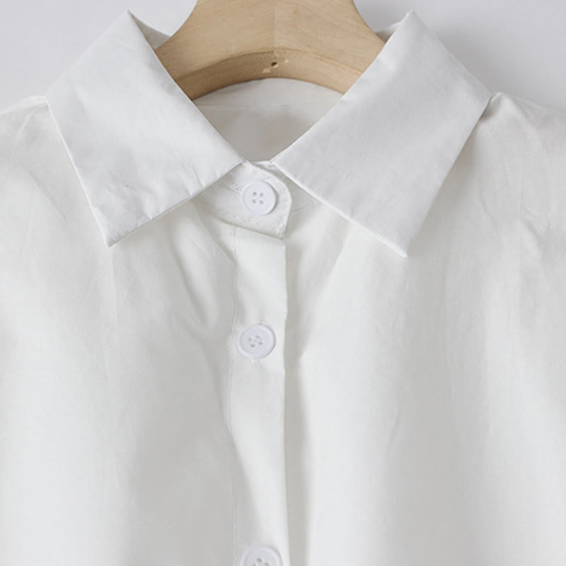 Buddha Stones Printing Irregular Lines Long Sleeve Lace-up Lapel Cotton Midi Dress With Pockets - image 11