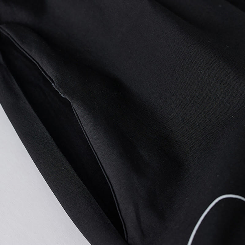 Buddha Stones Printing Irregular Lines Long Sleeve Lace-up Lapel Cotton Midi Dress With Pockets - image 5