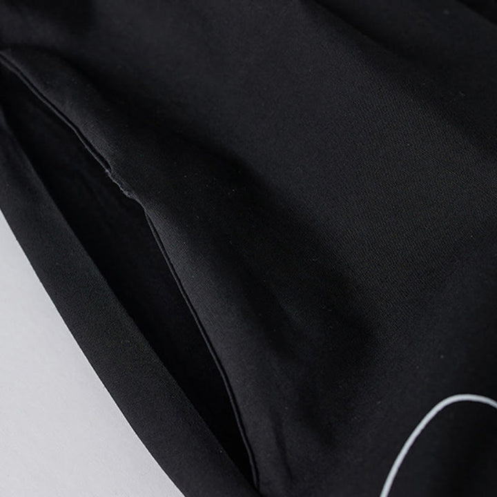 Buddha Stones Printing Irregular Lines Long Sleeve Lace-up Lapel Cotton Midi Dress With Pockets - image 5