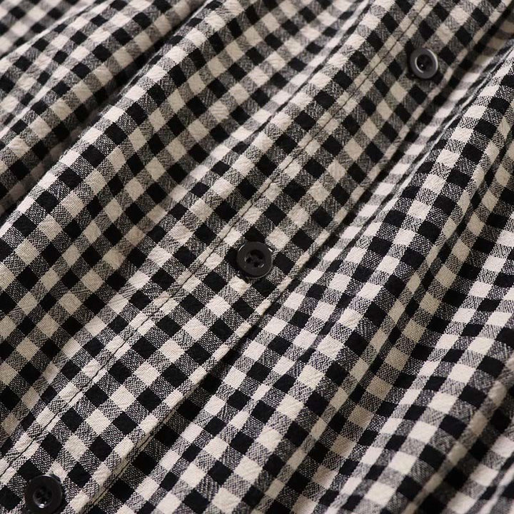 Buddha Stones Casual Plaid Simple Buttons Ruffled Design Cotton Linen Midi Dress With Pockets - image 16