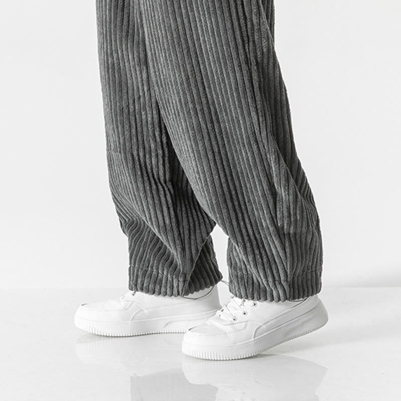Buddha Stones Retro Winter Solid Color Men's Drawstring Corduroy Harem Pants With Pockets - image 9