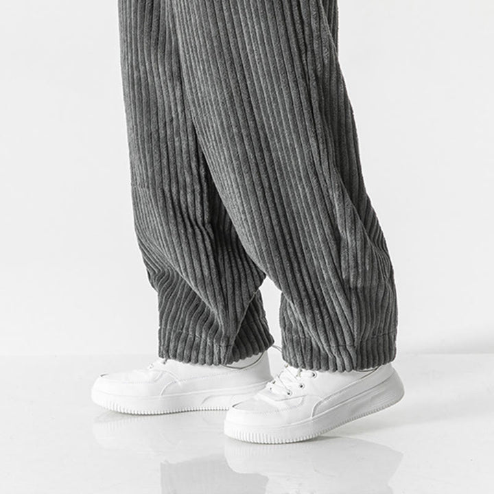 Buddha Stones Retro Winter Solid Color Men's Drawstring Corduroy Harem Pants With Pockets - image 9