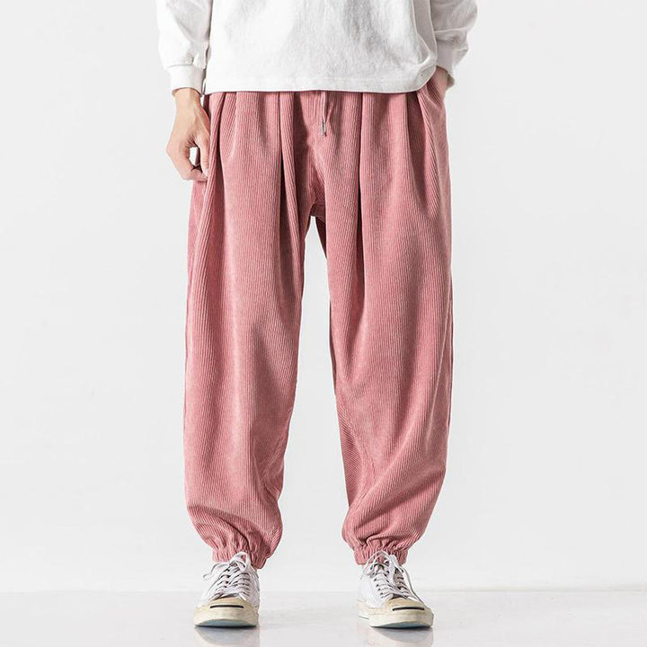 Buddha Stones Casual Pure Color Men's Drawstring Corduroy Harem Ankle-Length Pants With Pockets - LightPink - US/UK/AU46，EU56 (5XL) - image 27