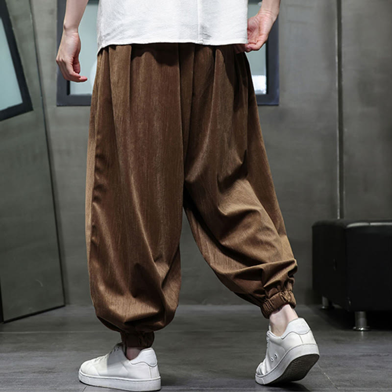 Buddha Stones Casual Daily Pure Color Drawstring Design Men's Harem Pants With Pockets - image 16