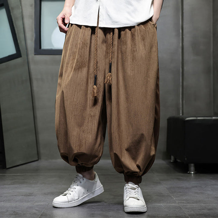 Buddha Stones Casual Daily Pure Color Drawstring Design Men's Harem Pants With Pockets - Peru - US/UK/AU48，EU58(5XL) - image 11