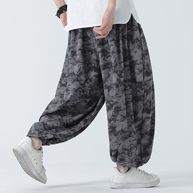 Buddha Stones Retro Casual Drawstring Design Floral Pattern Men's Harem Pants With Pockets - image 13