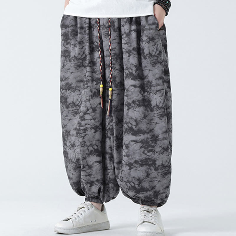 Buddha Stones Retro Casual Drawstring Design Floral Pattern Men's Harem Pants With Pockets - image 17