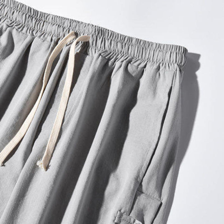 Buddha Stones Casual Patchwork Crane Pattern Frog-Button Design Men's Wide Leg Pants With Pockets - image 22