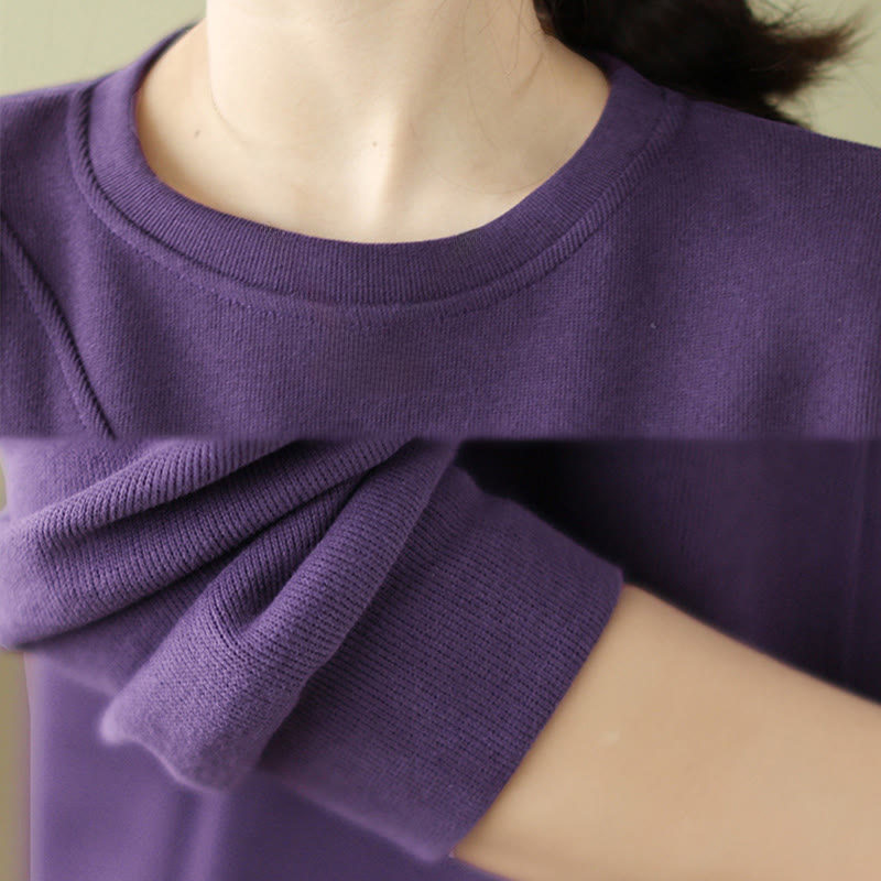 Buddha Stones Fall Plain Button Crew Neck Cotton Pullover Women's Sweatshirt  - image 18