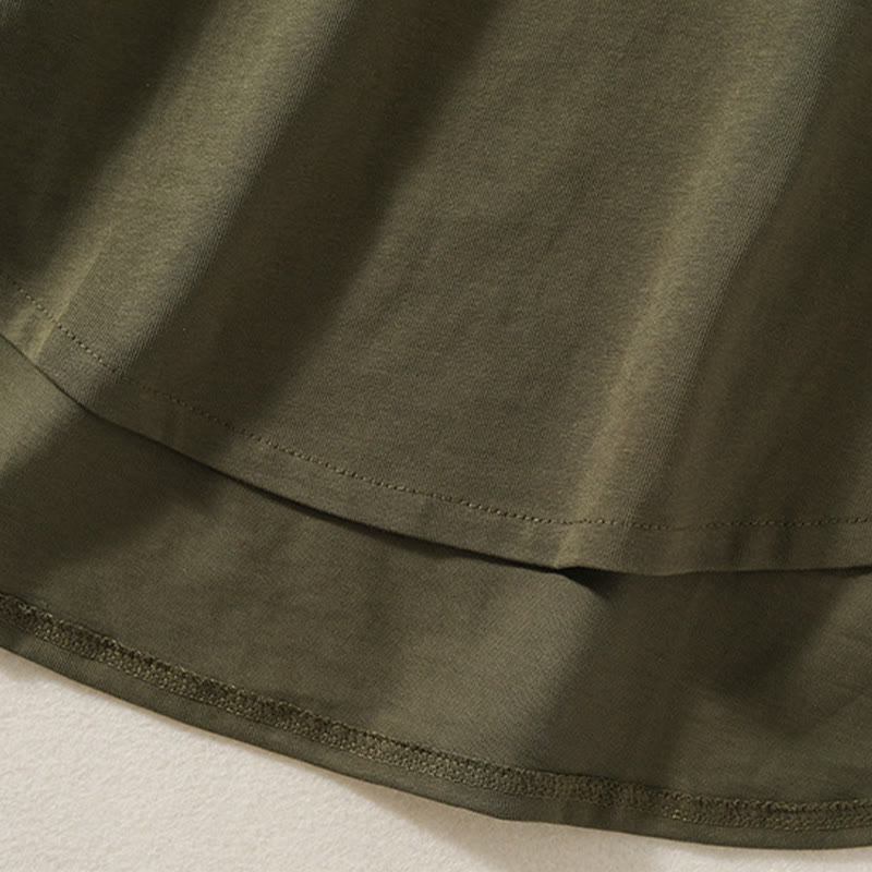 Buddha Stones Casual Pure Irregular Hem Cotton Linen Women's Long Sleeve T-shirt - image 6