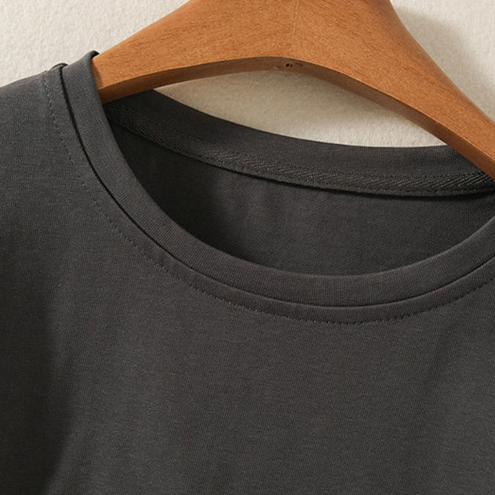 Buddha Stones Casual Pure Irregular Hem Cotton Linen Women's Long Sleeve T-shirt - image 15