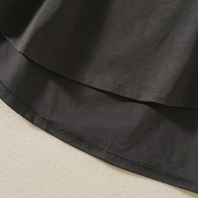 Buddha Stones Casual Pure Irregular Hem Cotton Linen Women's Long Sleeve T-shirt - image 17