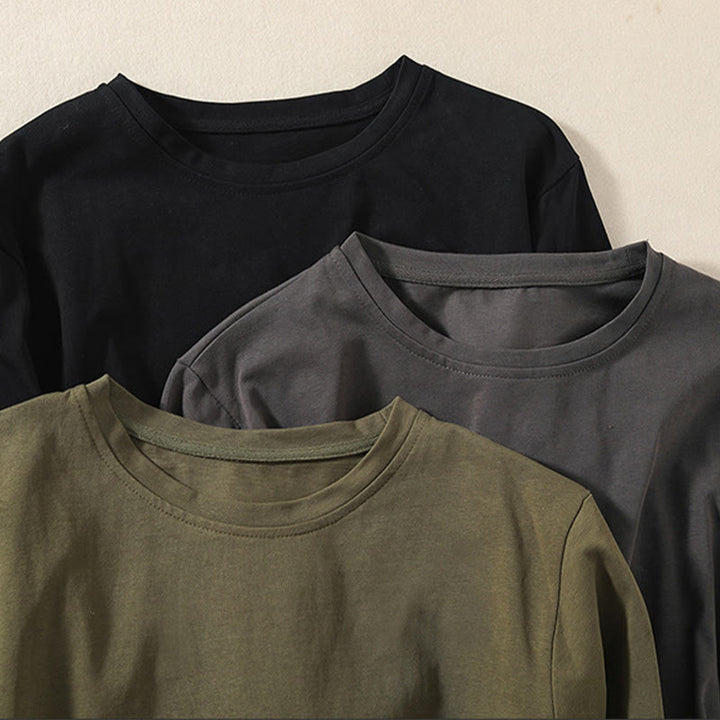 Buddha Stones Casual Pure Irregular Hem Cotton Linen Women's Long Sleeve T-shirt - image 21