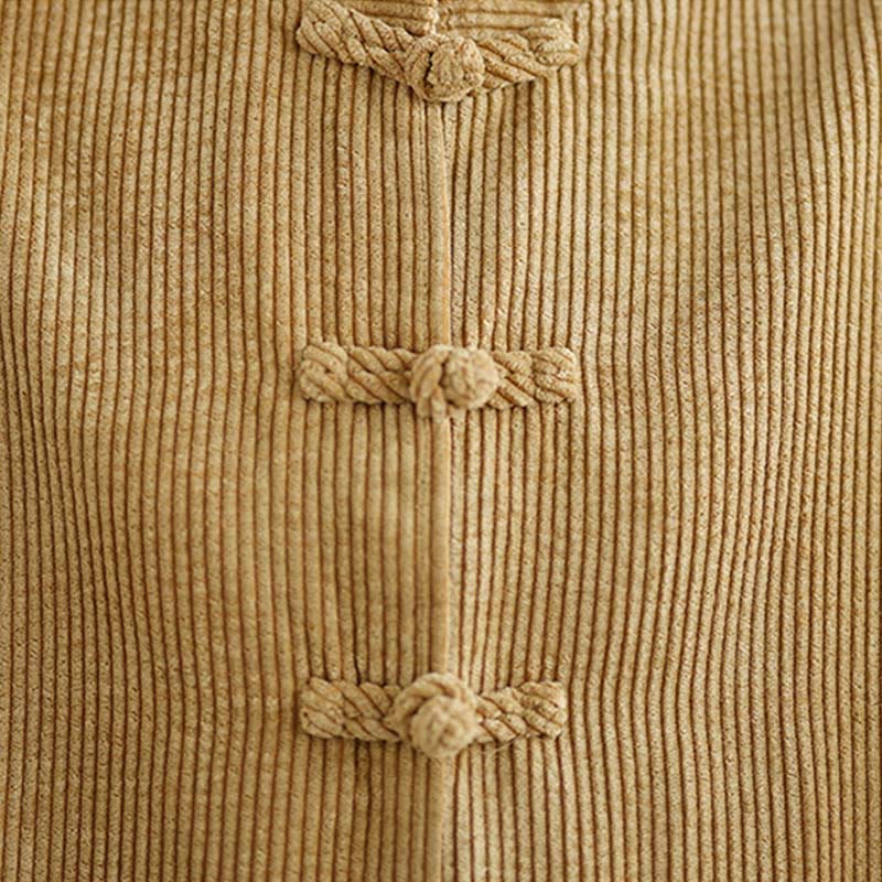 Buddha Stones Frog-button Stand Collar Women's Corduroy Jacket - image 6