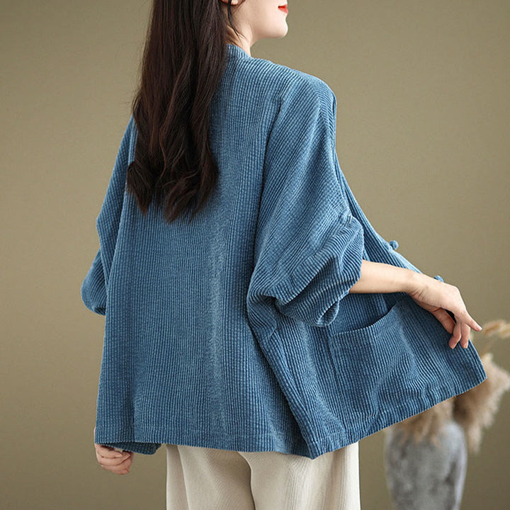 Buddha Stones Frog-button Stand Collar Women's Corduroy Jacket - image 16