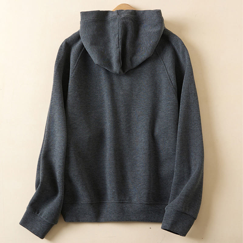 Buddha Stones Plain Buttons Women's Hooded Jacket With Pockets - image 1