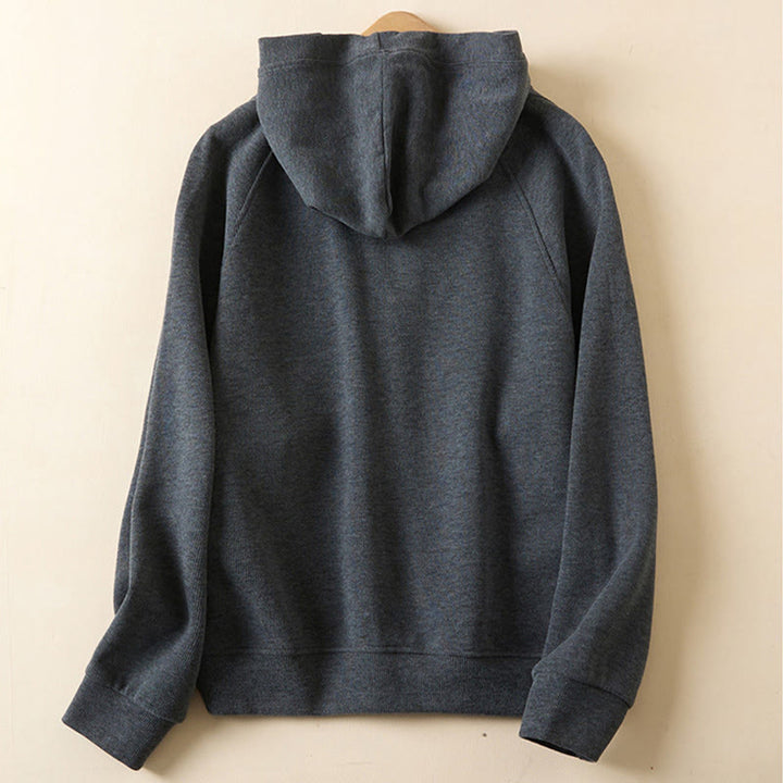 Buddha Stones Plain Buttons Women's Hooded Jacket With Pockets - image 1