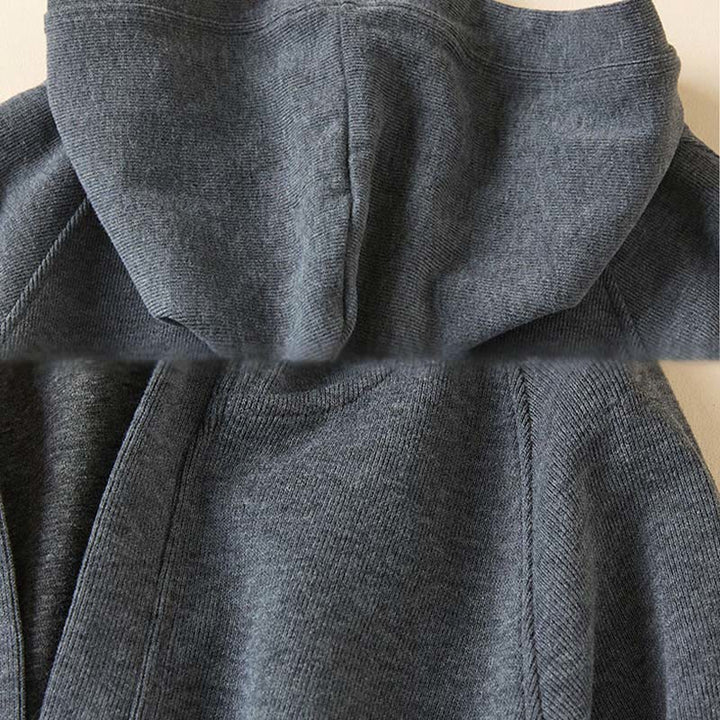 Buddha Stones Plain Buttons Women's Hooded Jacket With Pockets - image 6