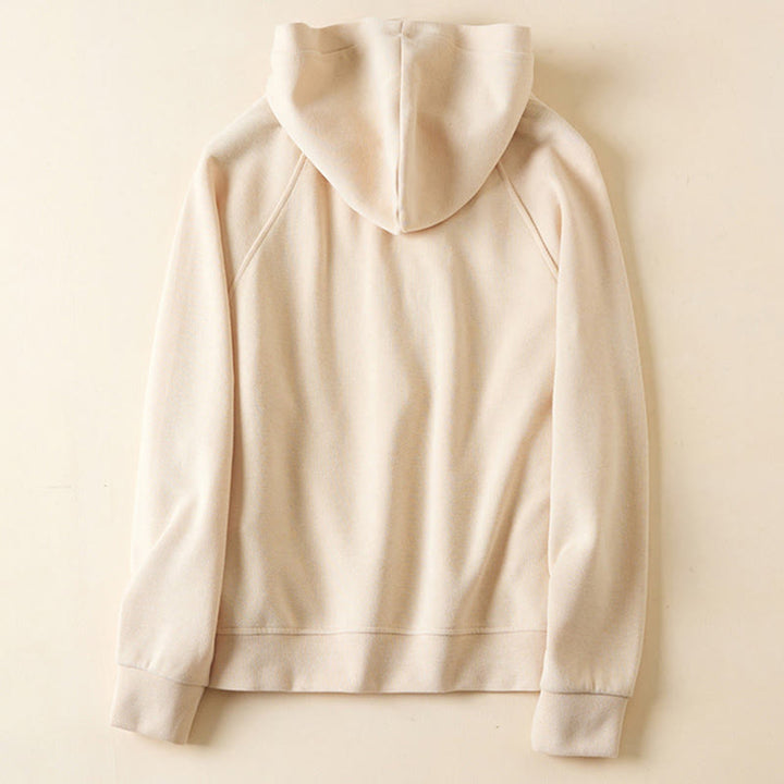 Buddha Stones Plain Buttons Women's Cotton Hooded Jacket With Pockets - image 8