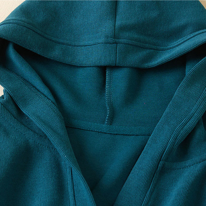 Buddha Stones Plain Buttons Women's Hooded Jacket With Pockets - image 18