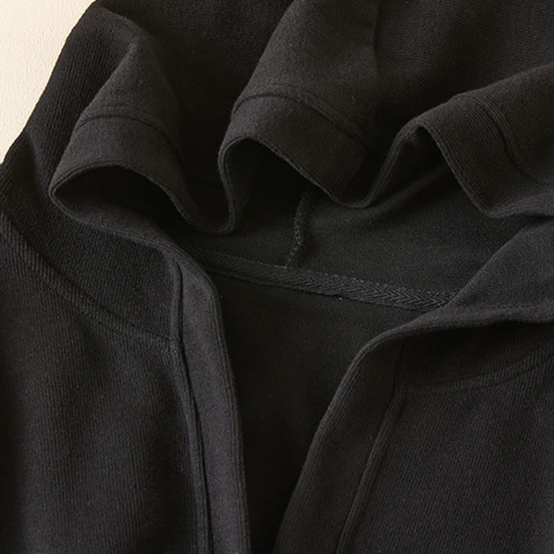 Buddha Stones Plain Buttons Women's Hooded Jacket With Pockets - image 27