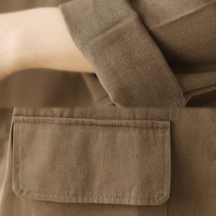 Buddha Stones Plain Women's Cotton Suit Jacket With Pockets - image 7