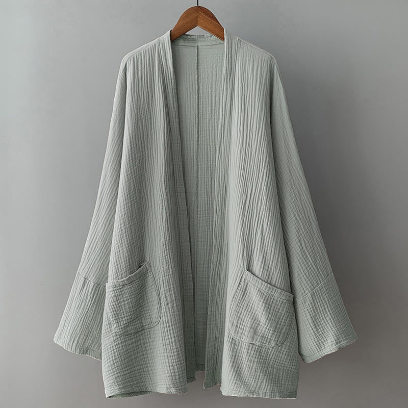 Buddha Stones Plain Long Sleeve Zen Meditation Jacket With Pockets - image 1