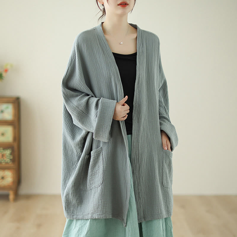 Buddha Stones Plain Long Sleeve Zen Meditation Jacket With Pockets - DarkSeaGreen - US12，UK/AU16，EU44 (XL) - image 0