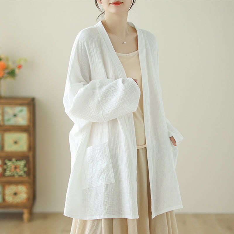 Buddha Stones Plain Long Sleeve Zen Meditation Jacket With Pockets - image 10