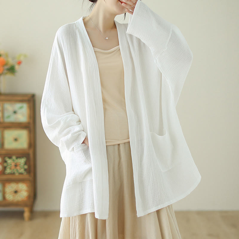 Buddha Stones Plain Long Sleeve Zen Meditation Jacket With Pockets - image 13