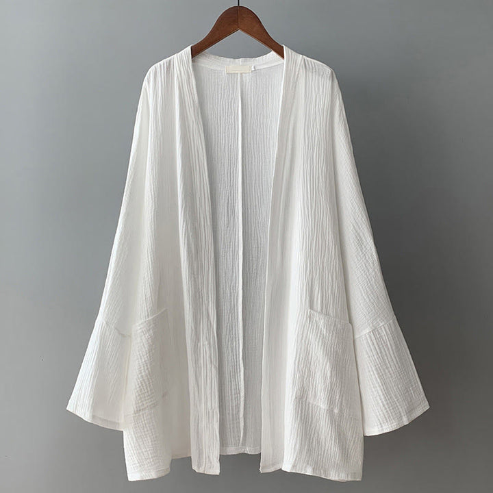 Buddha Stones Plain Long Sleeve Zen Meditation Jacket With Pockets - image 8