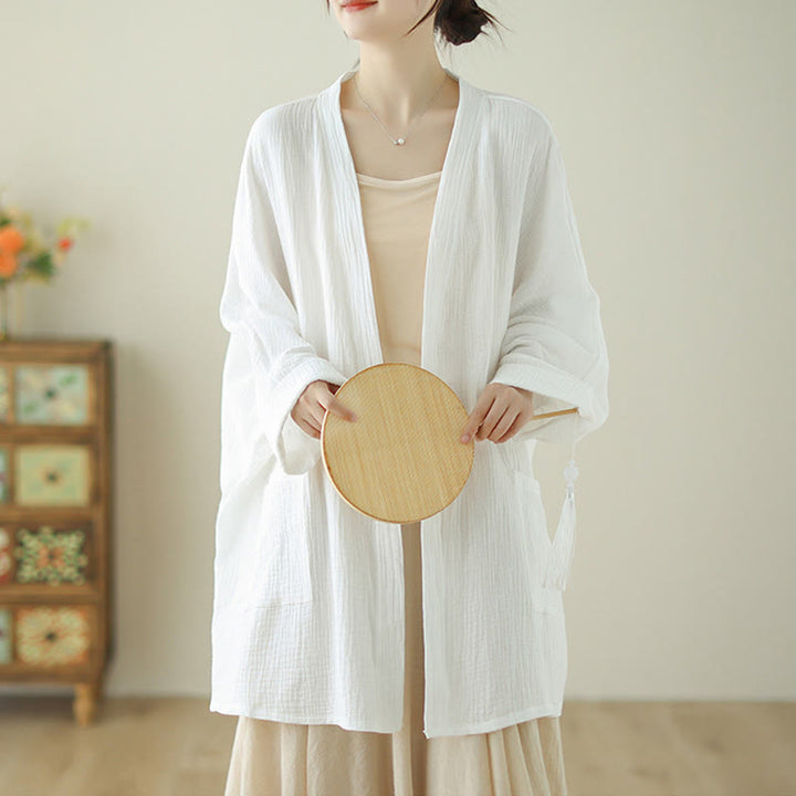 Buddha Stones Plain Long Sleeve Zen Meditation Jacket With Pockets - image 12